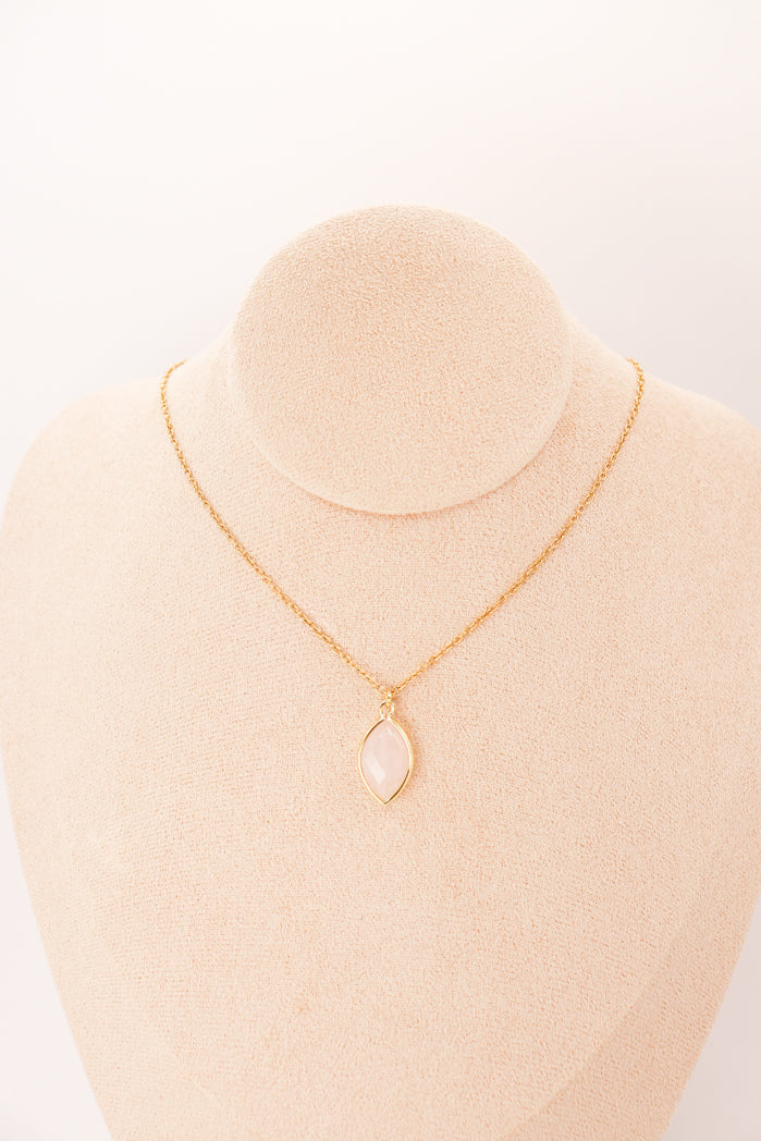 Pendentif | Amande en Quartz rose